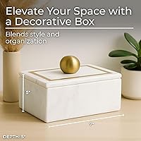 Vista 2 de Keepsake Box with Lid – Marble Stone with Gold Accents, Elegant Storage for Jewelry, Accessories or Tabletop Styling – Modern Home Decor Accent Box