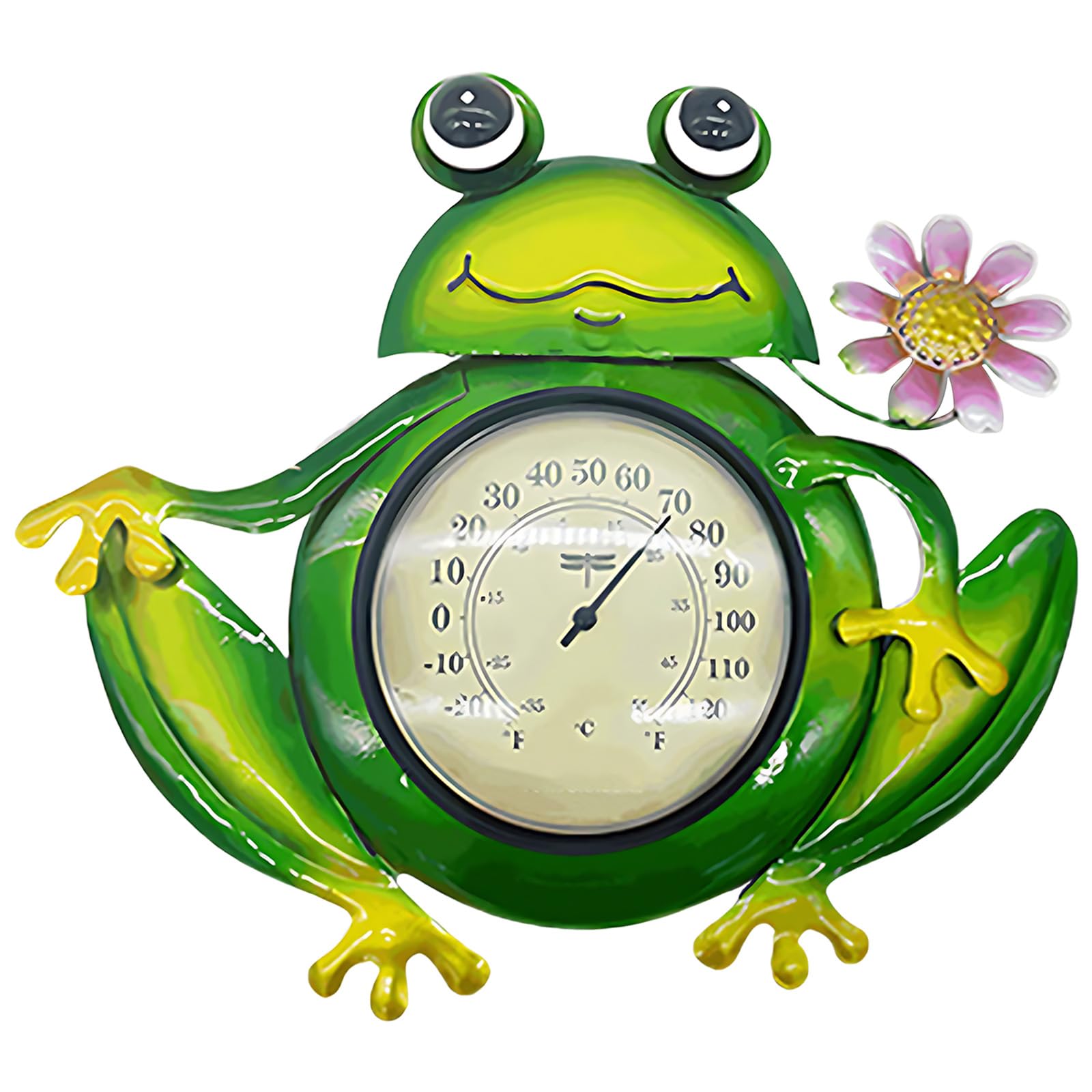 Amphibien-Wandthermometer, dekoratives Outdoor-Thermometer für Garten, Terrasse und Zaun, große Temperaturanzeige von 0 bis 130 ℉, aus Eisen, analog, ohne Batterie, für Hof und Gewächshaus
