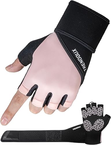 TRENDOUX Guantes de entrenamiento para levantamiento de pesas soporte ajustable para la muñeca con correas alargadas, protección completa de la