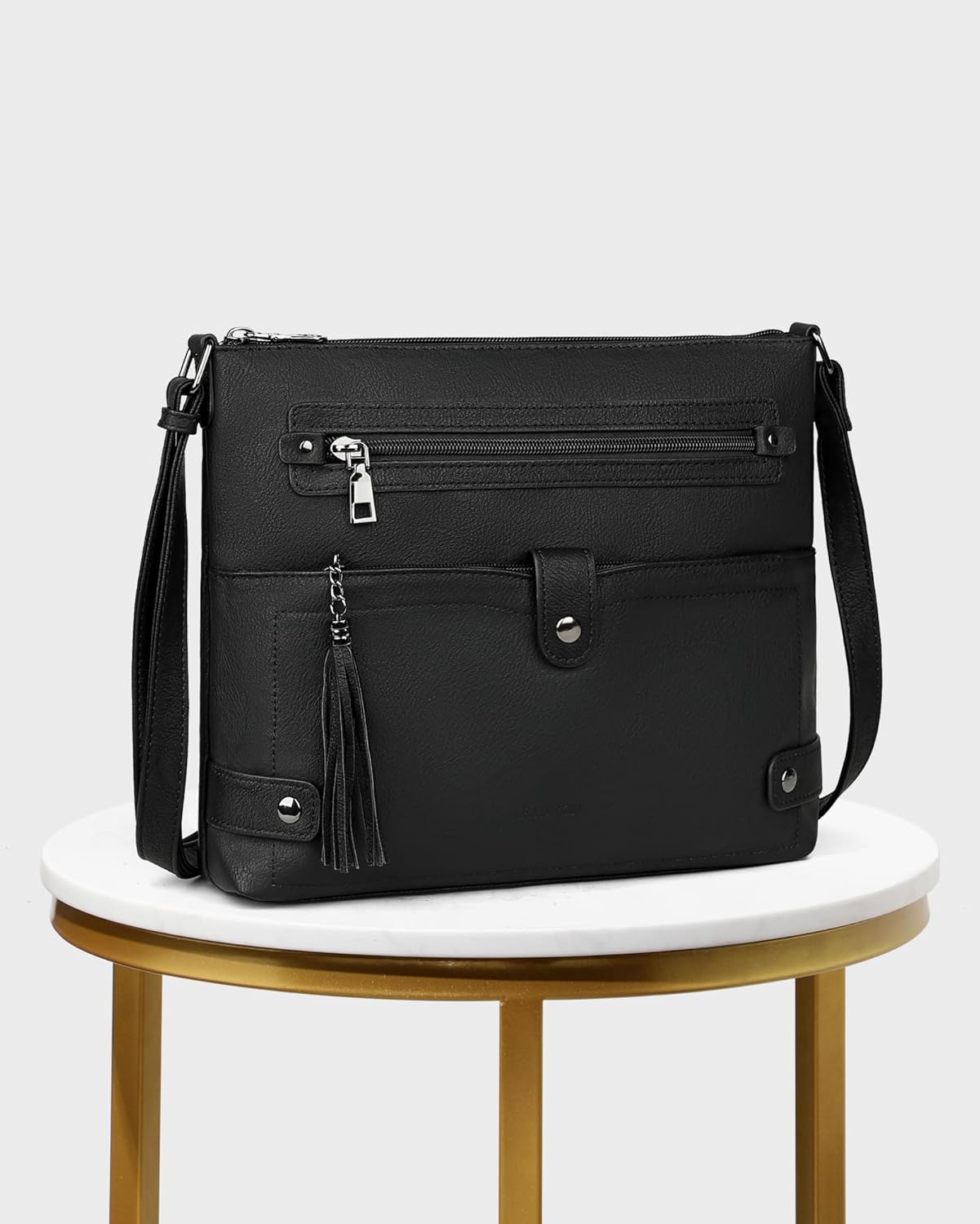 FADEON Large Crossbody Purses for Women Crossbody Bag, Designer Leather Cross Body Purses Multi Pocket Shoulder Bag - Image 6