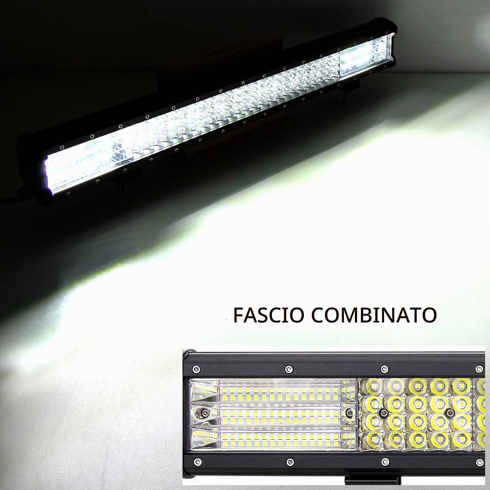 AUXTINGS 57 cm 570W 4 file LED Light Work Bar Spot Flood Trucks Truck 4X4 Boat Off Road Fog Lampada di guida, 12V 24V impermeabile
