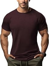 ineepor Merinos Tee Shirt Homme Manches Courtes Anti UV Coupe Ajustée | T-Shirt pour Sport, Running, Travail, Respirant, Cooling, Rouge, Noir, Gris