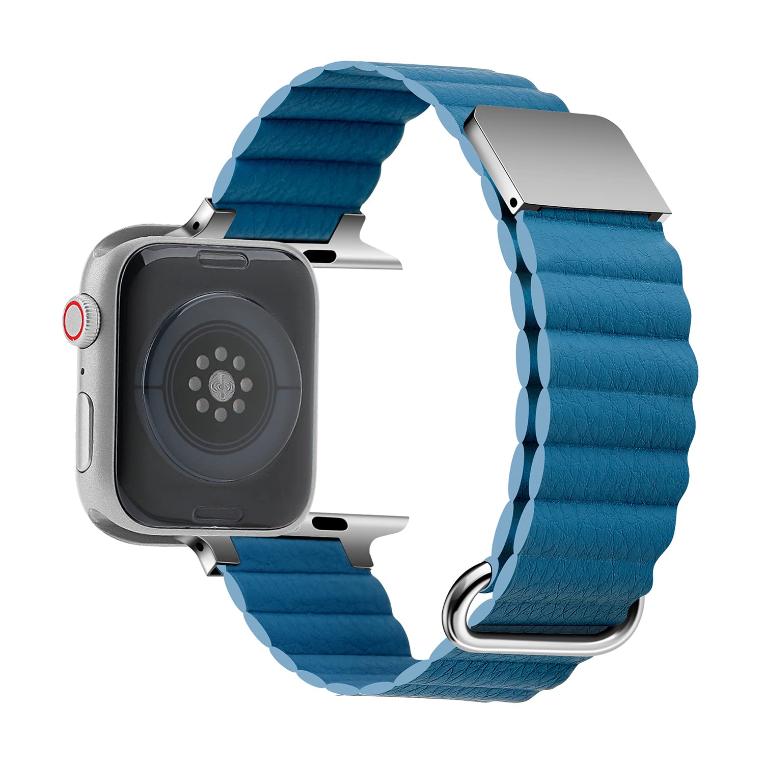 Magnetic Closure System for iWatch Series 8/7/6/5/4/3/2/1/SE Compatible with Apple Watch Band 49mm 45mm 44mm 42mm 41mm 40mm 38mm - Enhanced Adjustable Leather Strap For Men Or Women