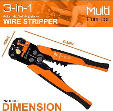 ATEK 3 in 1 Wire Stripper, Automatic Wire Stripper with Spring Loaded Handles, Self-Adjustable Stripping Wire Cutter Pliers 10-22 AWG for Electricians, Circuit & Distribution Box Repair – Multicolor