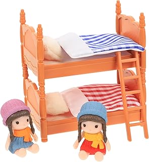 NOLITOY 1 Conjunto Beliche Brinquedo Decoração Para Casa Bebê Brinquedos De Madeira Mini Camas De Boneca De Brinquedo 112 Mini Beliche Mini Modelos De Cama De Casa Mini Beliche Kit De