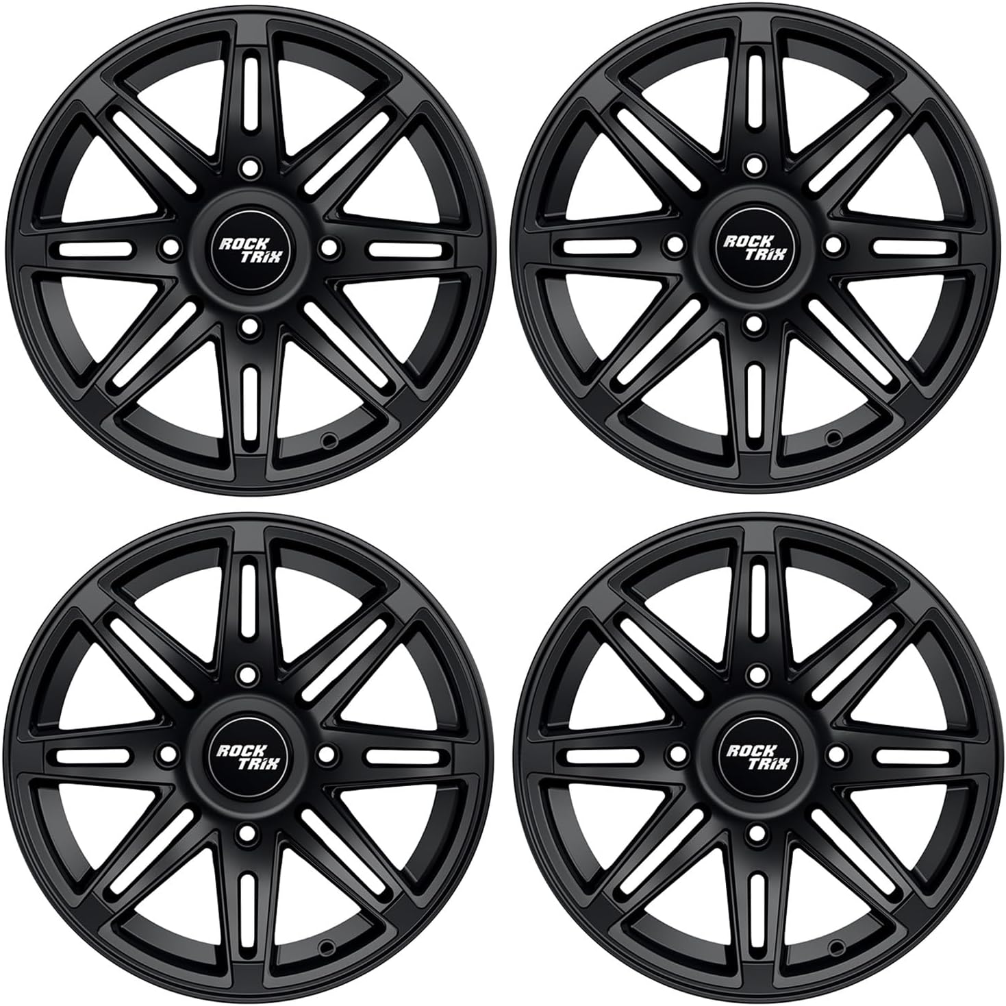 RockTrix RT103 15in Wheel 15x7, 4x156 Bolt Pattern, 4+3 offset, ATV UTV SxS Rim, Compatible with Polaris Sportsman RZR Ranger Ranger Crew, 4/156 Matte Black, 1pc Single