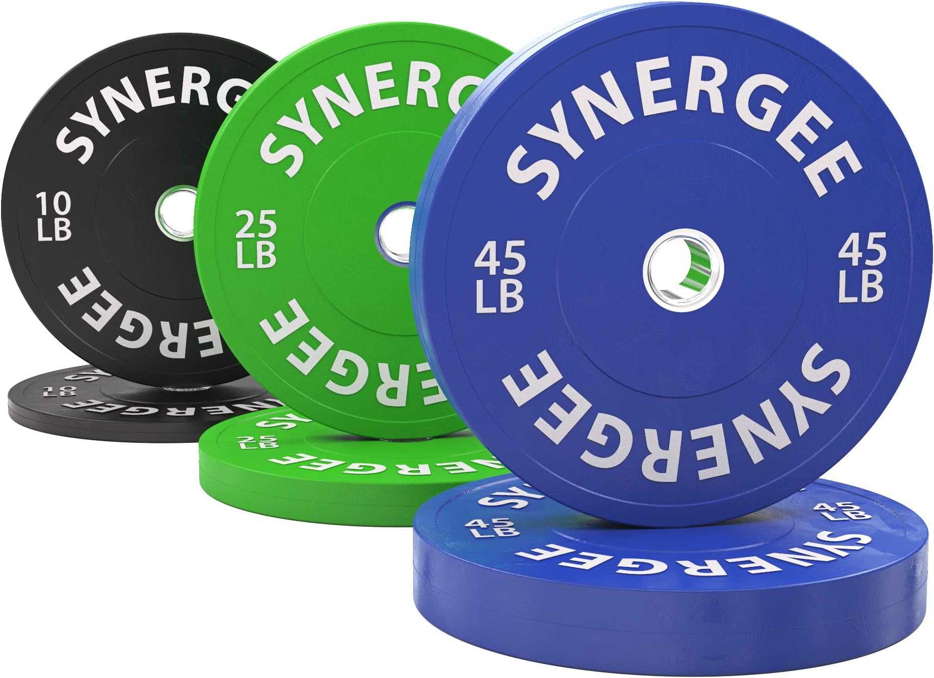 Synergee Color Bumper Plates Weight Plates Strength Conditioning Workouts Weightlifting 160lb Set