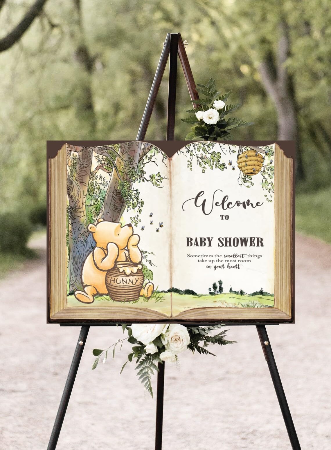 Classic Pooh Welcome Sign Baby Shower Sign Perfect Winnie First Birthday Entrance Centerpiece Party Decoration Supplies