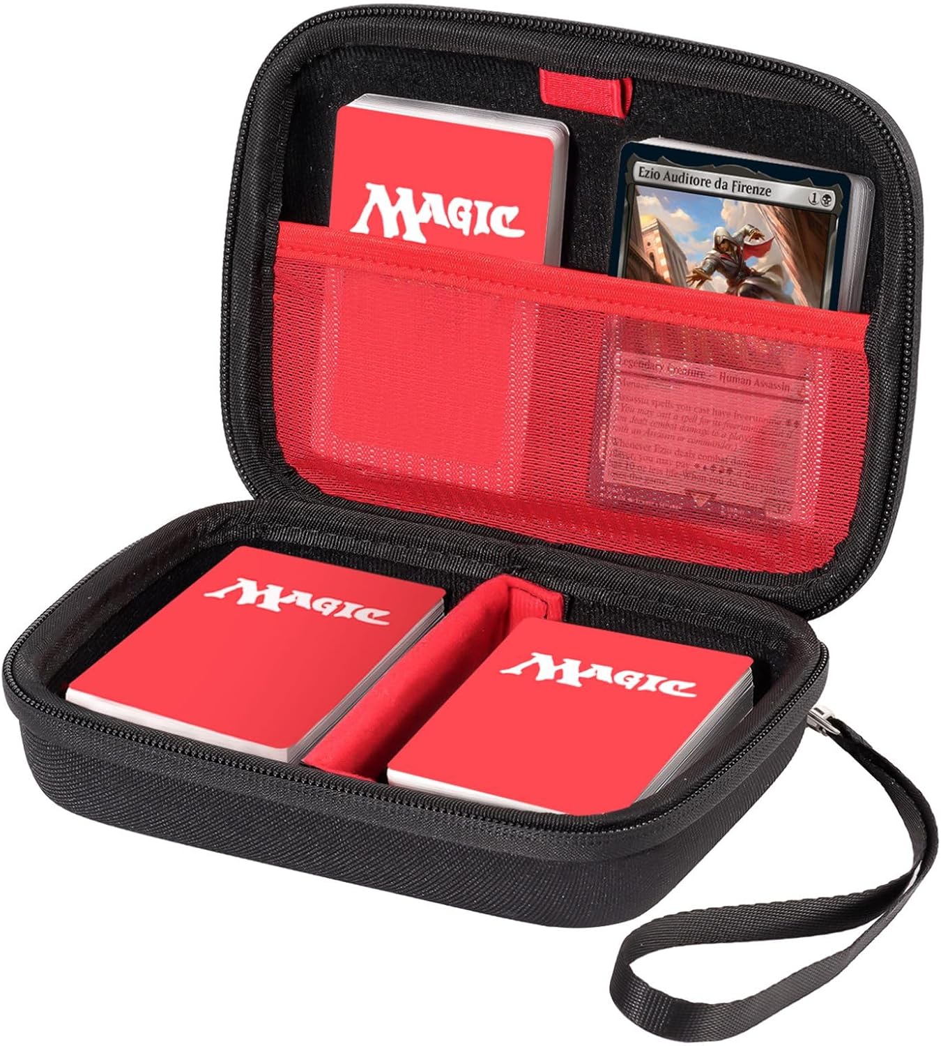 ProCase Collectible Trading Card Case, Hard Travel Carrying Storage Box Holds 300+ Cards for MTG, TCG, Yu-Gi-Oh, Lorcana, Holder Organizer with Removable Divider and Multiple Color Options -Black
