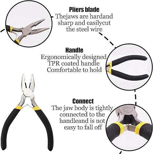 Miniatura 4 de Juego de 8 alicates de joyería, herramientas de fabricación de joyas, kit de alicates de precisión, alicates de punta de aguja, cortadores de