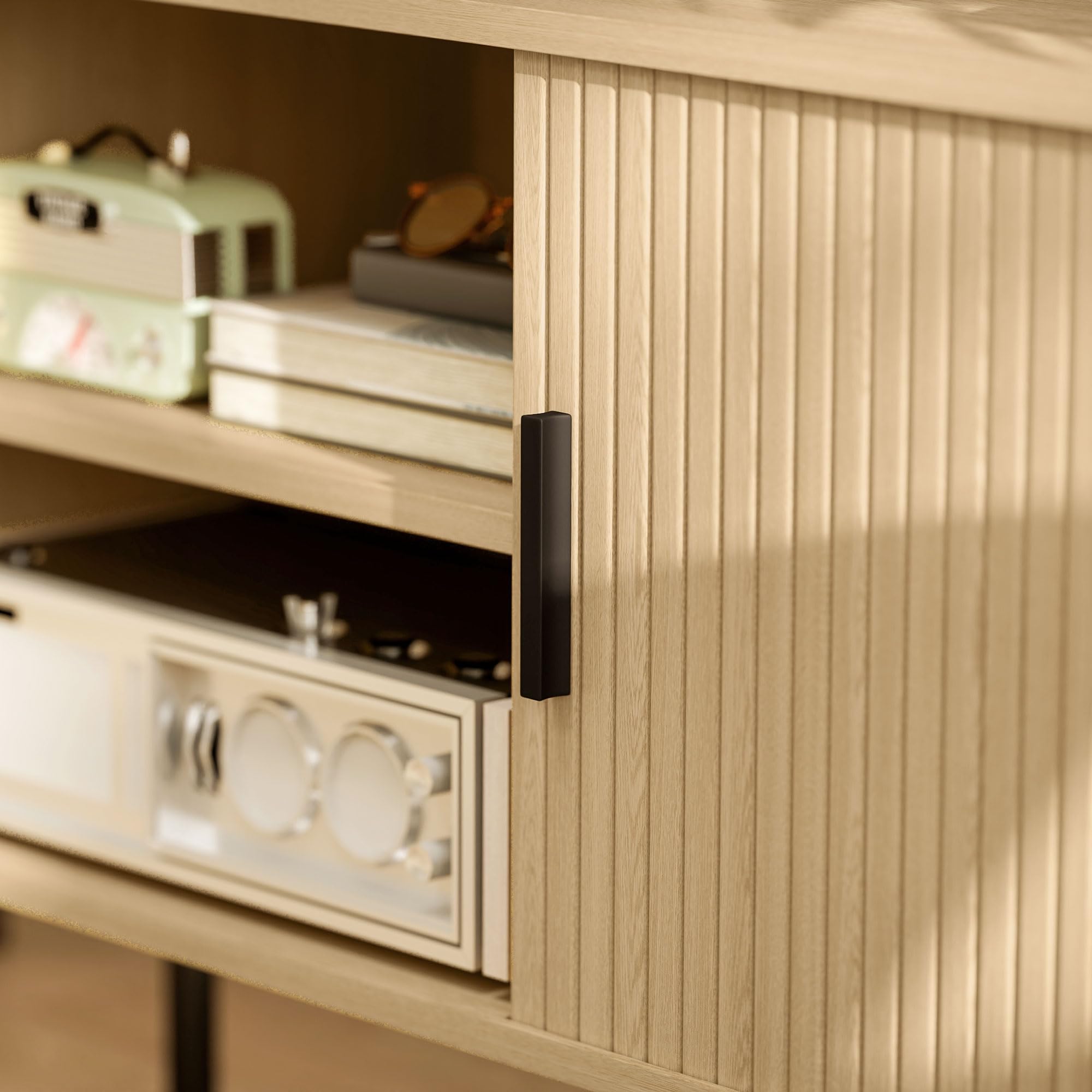 HOMCOM Mobile TV 55" con 2 Armadietti, 2 Ripiani e 2 Fori Passacavi, Mobiletto Porta TV in Legno e Acciaio, per Soggiorno e Camera da Letto, 120x40x55 cm, Rovere e Nero