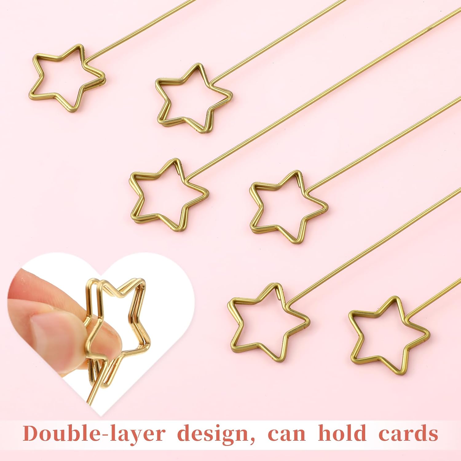 Abeillo 20 Pcs Floral Card Holder Picks Gold Star Picture Sticks for Centerpiece, Photo Holders for Tables Flower Card Holder Stick for Bouquets, Greeting Cards, Postcards Wedding Party