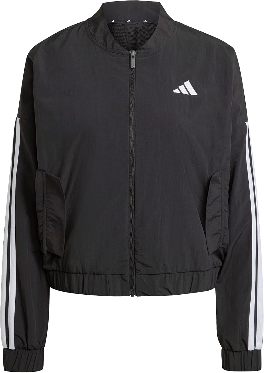 Chaqueta bomber tejida Essentials de 3 rayas para mujer Prendas de abrigo atléticas informales - Negro