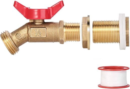 WADEO Rain Barrel Spigot, Brass Water Spigot for Rain Barrel, Rain Water Faucet Kit with Bulkhead Fitting and Thread Tape