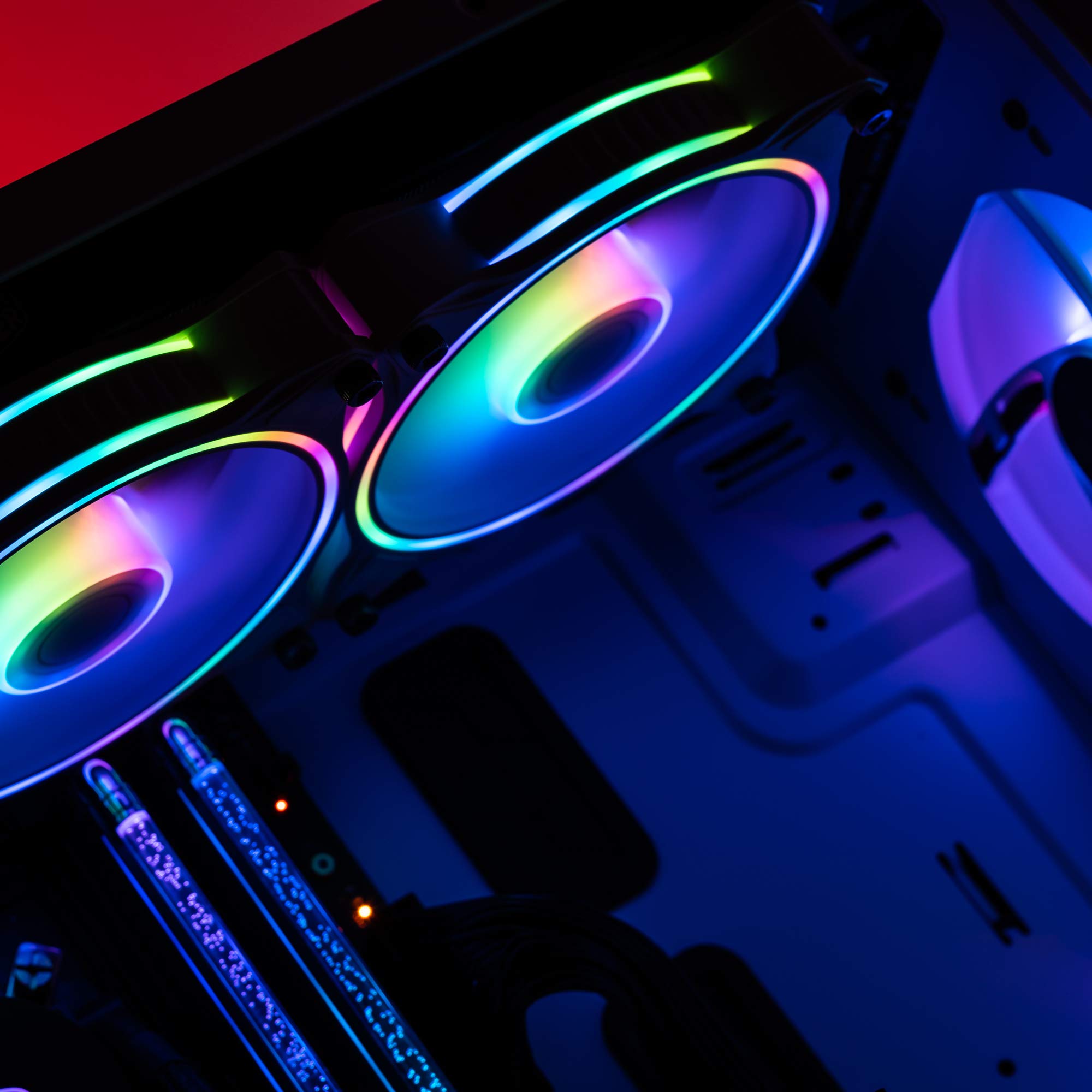 Cooler Master MasterFan 3n1 MF120 Halo White Edition ARGB-Dual Ring adressierbare RGB-Beleuchtung, Gehäuse & Kühlung, Hybrid-Lüfterblatt-Design, Smart-Sensor, Vibrationsdämpfungsrahmen, mit Controller