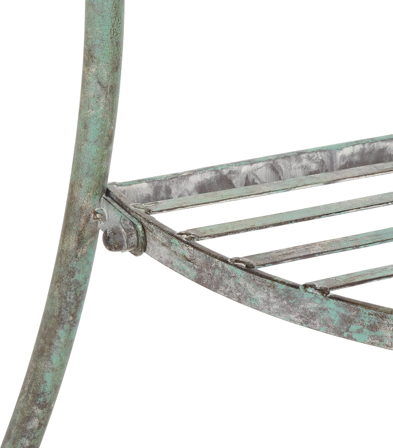 SAFAVIEH Outdoor Collection Genson Antique Dark Green Wrought Iron Half Moon Console Table