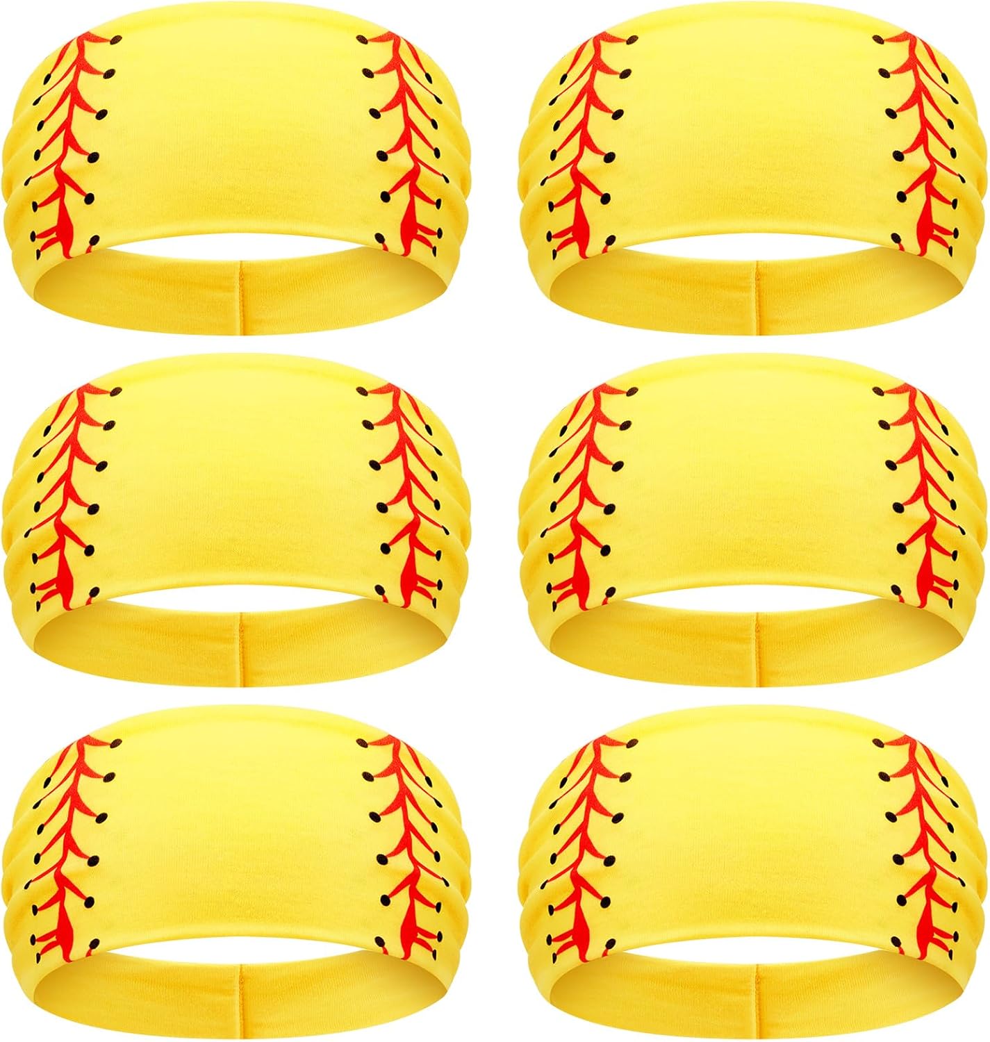Zeyune 6 Pcs Yellow Softball Headband Breathable Elastic