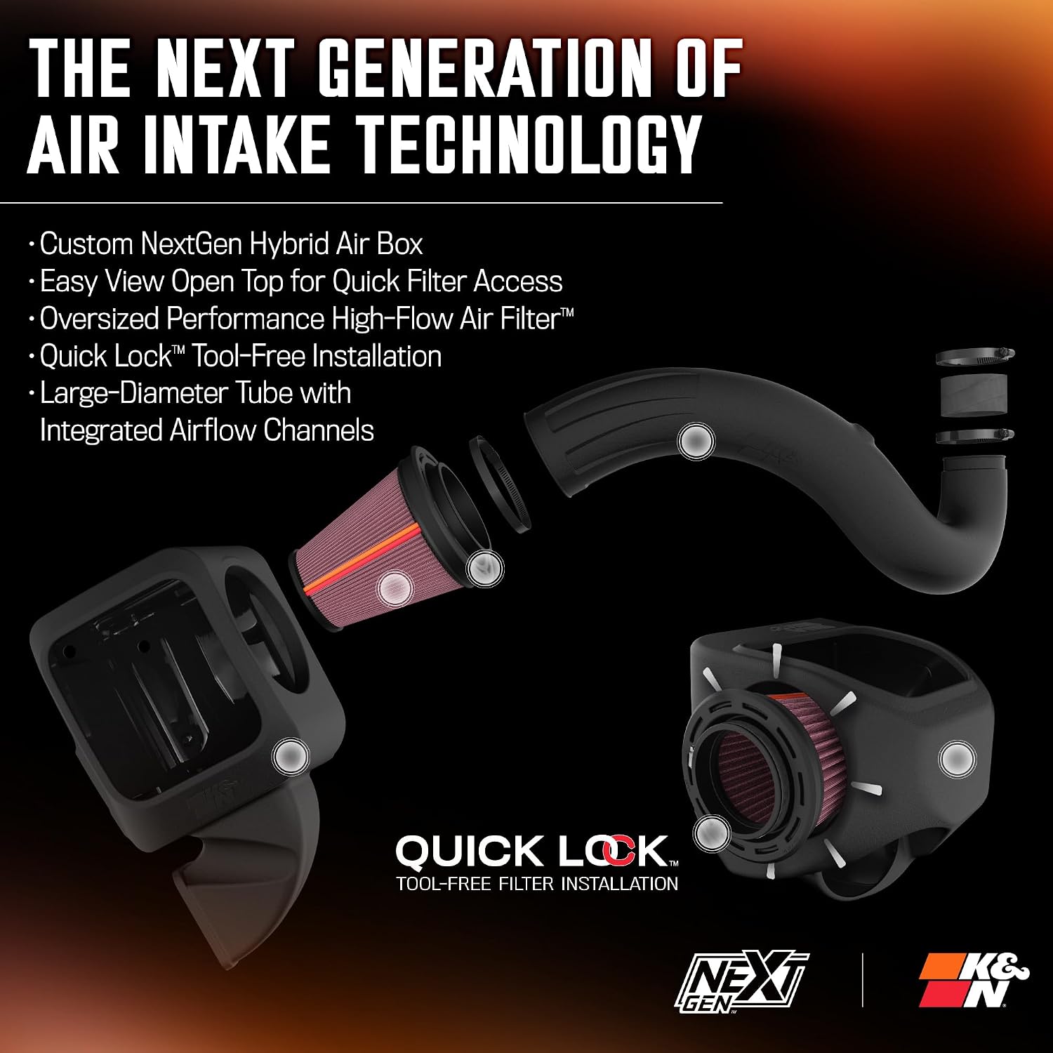 K&N NextGen Cold Air Intake System: High-Flow Cotton Filter: Compatible with 2013-2024 RAM 1500, 1500 Classic; 50-1564