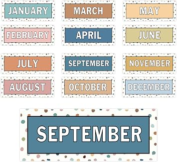 Whaline 12 Pcs Months of The Year Bulletin Board Set Boho Color Monthly Headliners Calendar Month Headers for Back to School Classroom Decoration