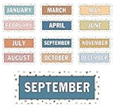 Whaline 12Pcs Months of The Year Bulletin Board Set Boho Color Monthly Headliners Calendar Month Headers for Classroom Decoration