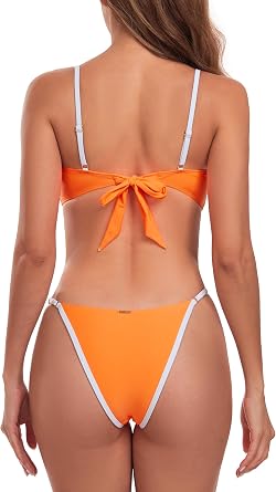 Colloyes Women's Adjustable Bandeau Bikini Swimsuit Two Piece Bathing Suits