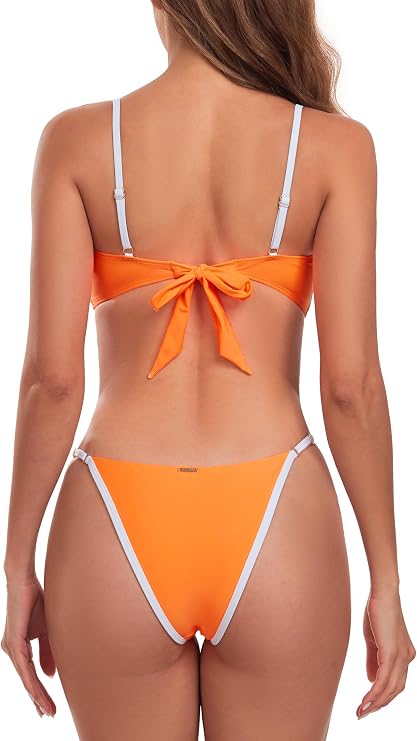 Colloyes Women's Adjustable Bandeau Bikini Swimsuit Two Piece Bathing Suits