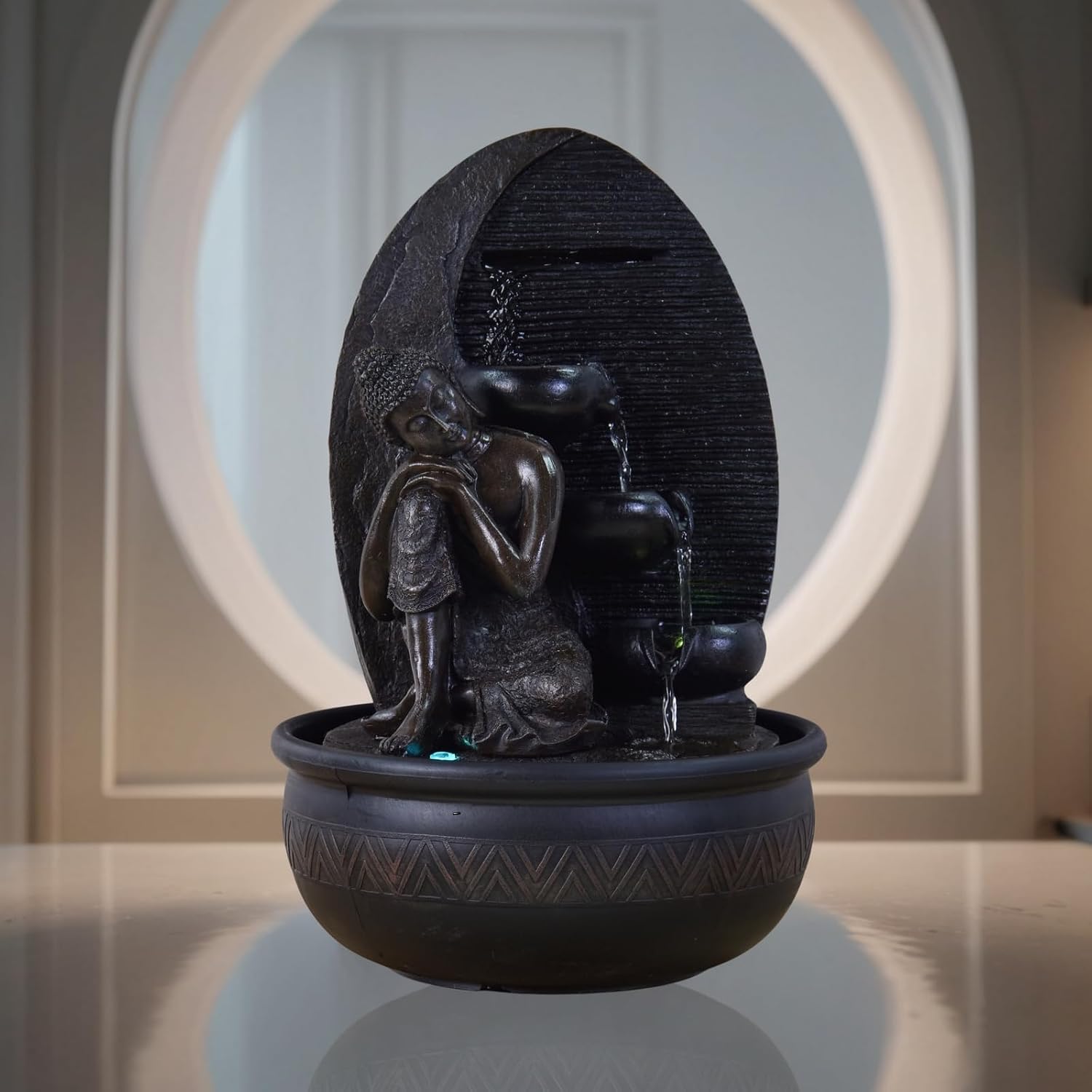 Zen'Light Bouddha Grace Фонтан, смола, коричневый, 26 x 26 x 40 см