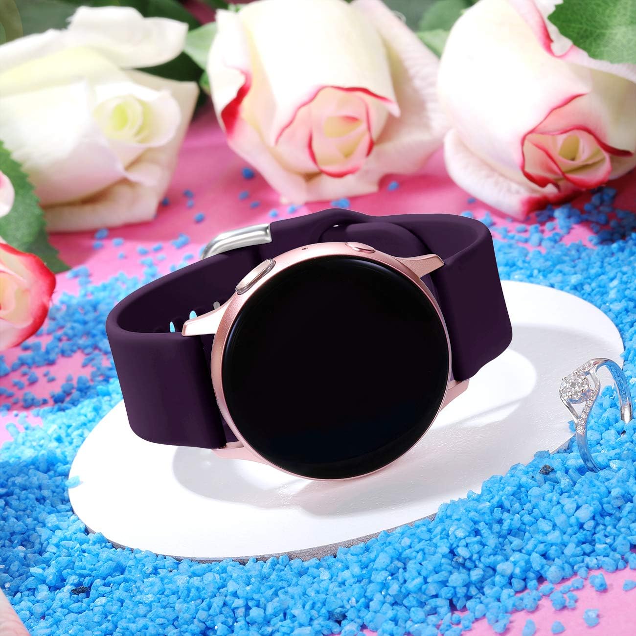 GEAK for Samsung Galaxy Watch Active 40mm/Galaxy Active 2 Watch Bands 40mm/44mm,20mm Soft Sports Wristband Compatible for Galaxy Watch 42mm/Gear S2 Classic/Gear Sport Smart Watch Women Men Small Plum