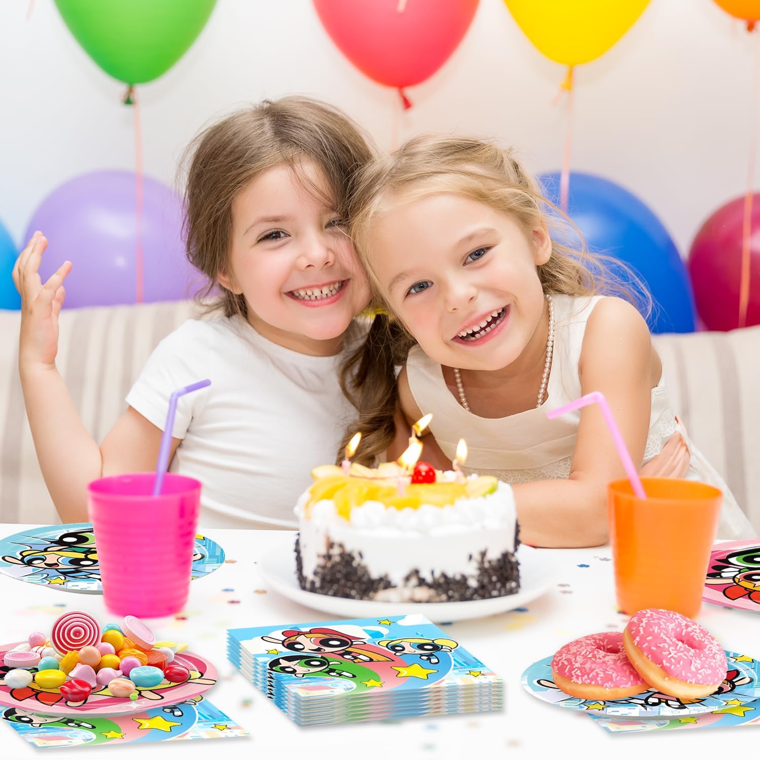 40Pack Power Girls birthday Party Supplies include 20 plates, 20 napkins for the Power Girls party decoration Power Girls Plates - Image 6