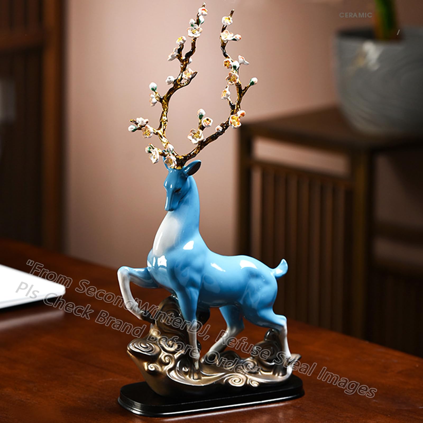 Amazon.co.jp: SecondWinterDJ 磁器 シカ鹿像 セラミックフィギュア