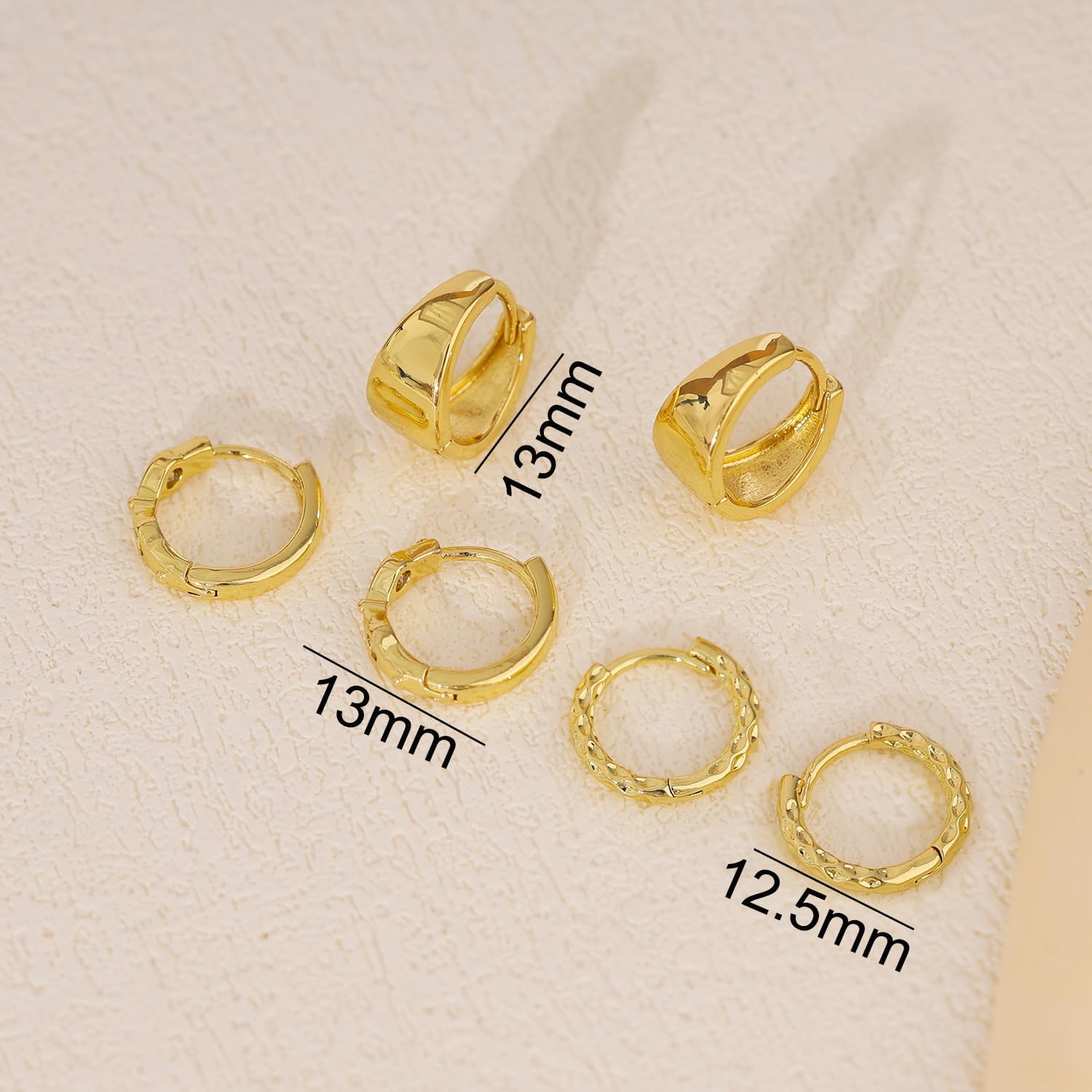 3Pairs Earring Stacks - Dainty Hoop Earrings for Women Trendy Hypoallergenic 14K Gold Plated Huggie Hoop Earring Set Small Gold Earrings Non Tarnish Piercing Jewelry Gifts - Image 5
