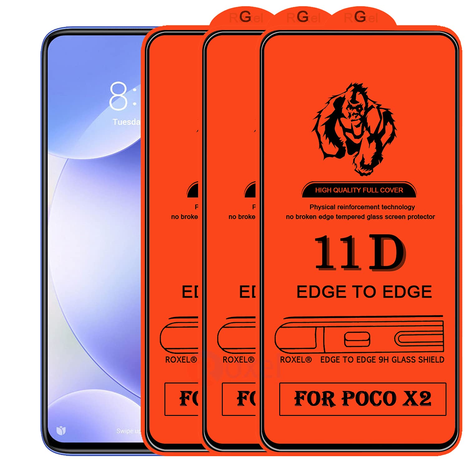 Roxel 11D Tempered Glass Screen Protector Compatible for Poco X2 (Pack Of 3) with Full Screen Coverage (edge to edge) and Easy Installation kit [3 Pack|Black|Gorilla Tempered] (B09CBG9XDP) Amazon Price History, Amazon Price Tracker