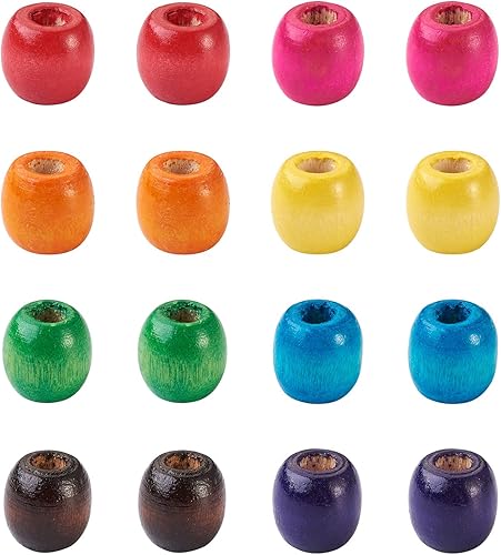 Miniatura 2 de Craftdady Cuentas espaciadoras de barril de madera de agujero grande, cuentas de madera natural Rondelle Drum Dreadlock Hair Braid Beads