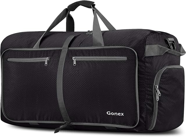 Gonex 150L Travel Duffel Bag Foldable Water Resistant Travel Bag Lightweight Duffel Bag with Big Capacity for Luggage Gym Sports Black