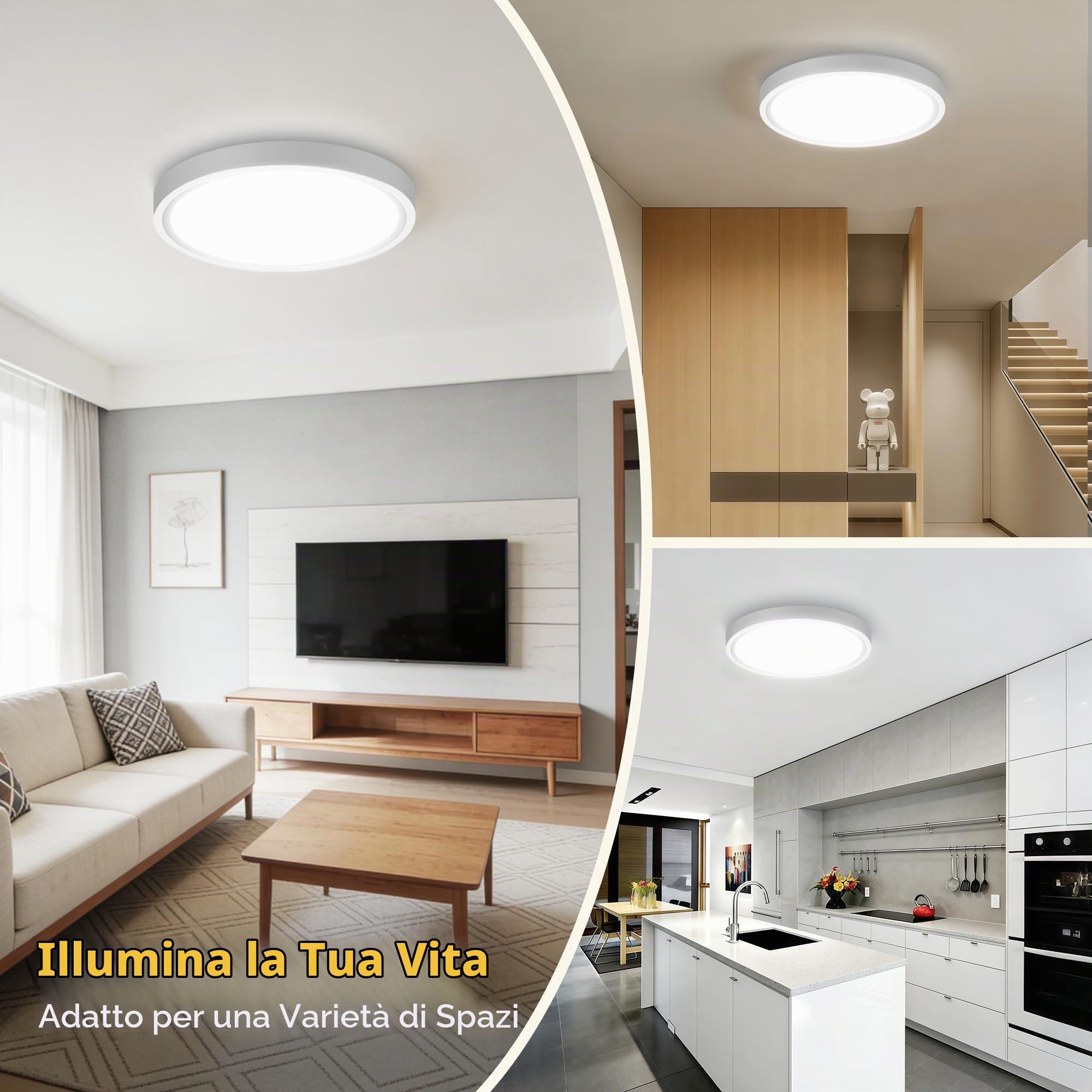 2 pack LED Plafoniera ultrasottile con sensore di movimento, ideale per corridoi, scale, cucine, balconi o ripostigli. Luce bianca neutra 4000K, Ø 230 x 22 mm