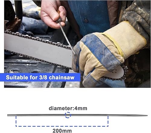 Miniatura 3 de ECSiNG 12 piezas de sierra de cadena redonda de acero para motosierra afilador accesorios para cadena de paso de cadena 38 archivo de afilado de