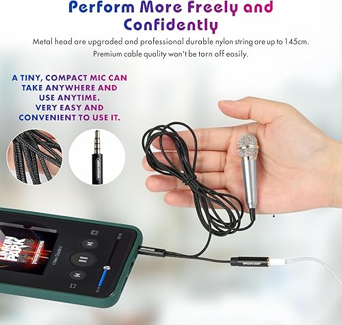 Miniatura 4 de 2 piezas Mini micrófono de karaoke, mini micrófono de grabación de voz, micrófono de karaoke portátil para cantar, grabar, grabación de voz