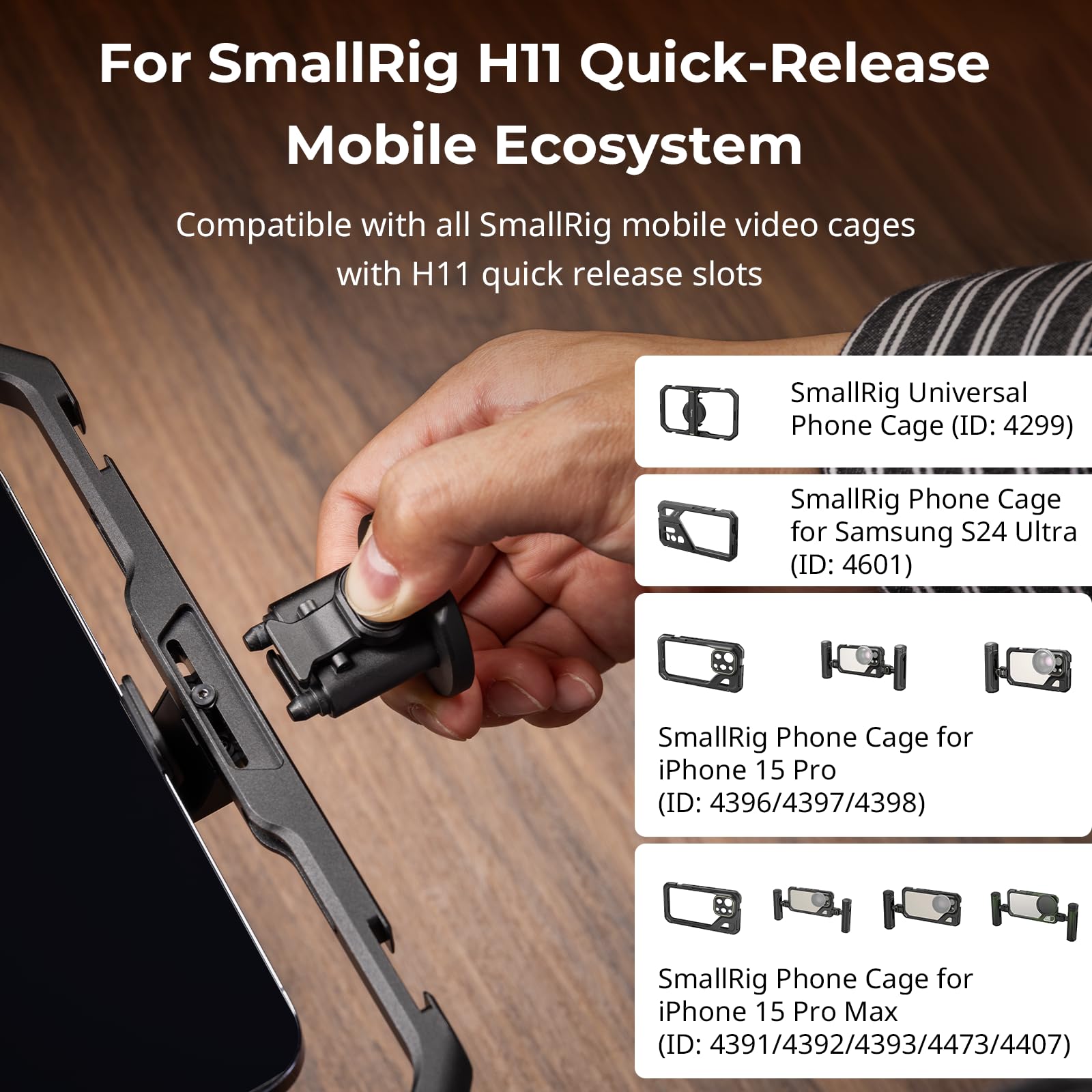 SMALLRIG H11 Adattatore a Sgancio Rapido per Gabbia Mobile a Sgancio Rapido SMALLRIG H11, per Treppiedi, Stabilizzatori, Cursori e Altre Attrezzature con Teste per Treppiede per Arca - 4609