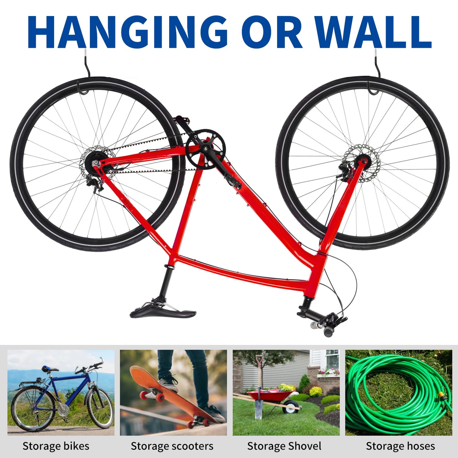 12 Ganchos para Bicicletas, Ganchos para Atornillar en Garaje, Ganchos de Almacenamiento para Uso Bicicleta, Ganchos de Pared para Colgar Herramientas Equipos Deportivos Techo de Garaje