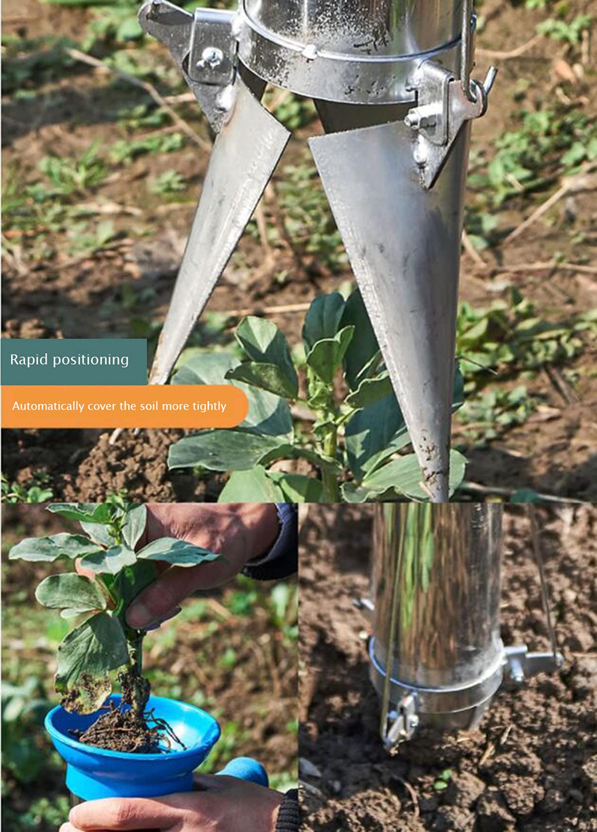 Long Handled Bulb Seedling Plant Transplanter Seed Metal Precision Manuel Jardin semoir Greens Onion Radish Beets Semis Jeune Légume Outil Machine D'Engrais Plantation Poignéepistolet Jardinièr