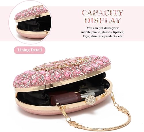 Miniatura 4 de Bolso de mano de noche con diamantes de imitación para mujer, bolsa de mano con diamantes brillantes y brillantes, bolsa de fiesta de boda de cristal