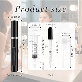 Kewjug 4 Pack Refillable Mini Perfume Atomizer BottlePortable Separate BottlesTravel and Outings Spray Boxes Dispensers 5ml/0.2oz (Black)