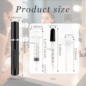 2 Pack Refillable Mini Perfume Atomizer Bottle,Portable Separate Bottles,Travel and Outings Spray Boxes Dispensers 5ml/0.2oz (Black)