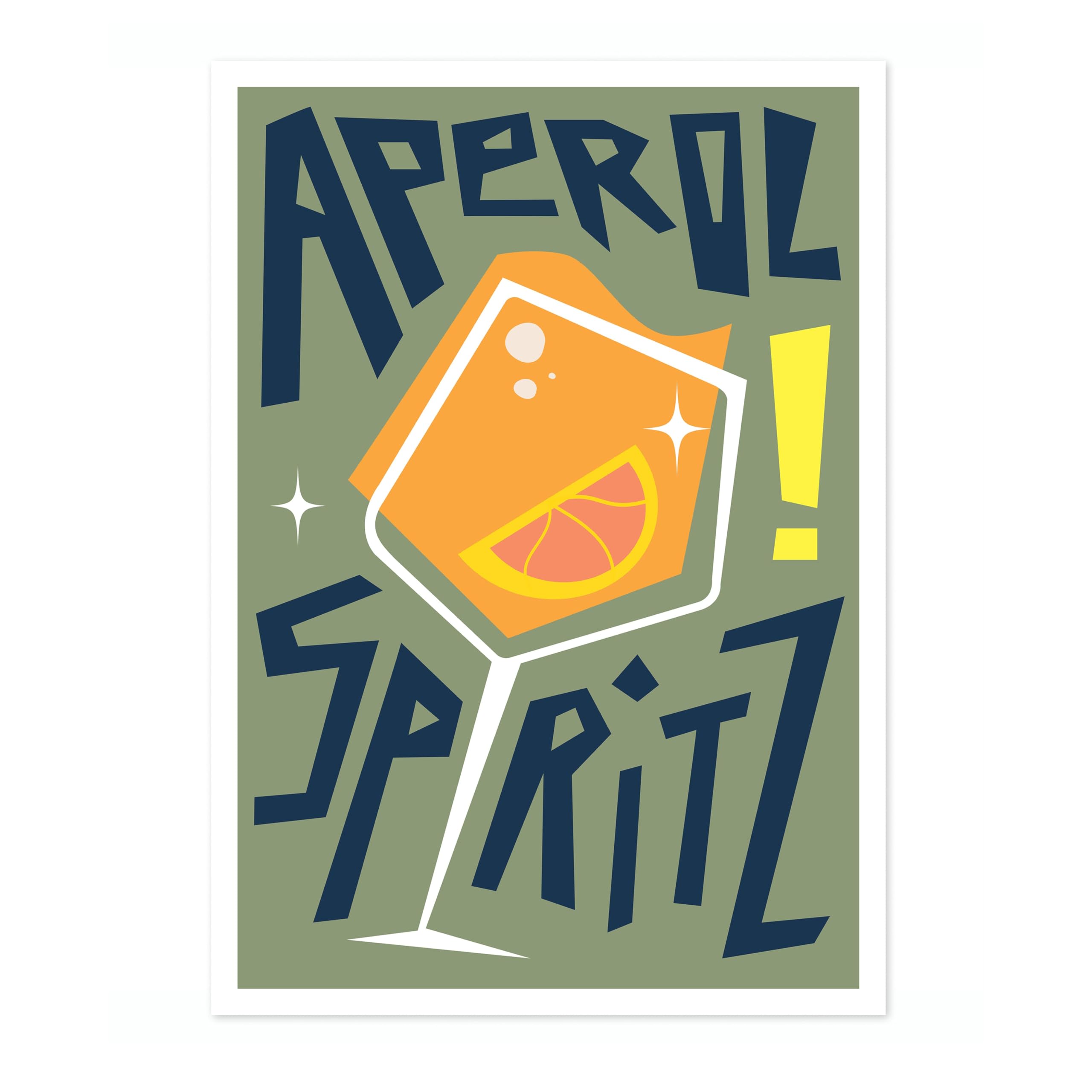 Aperol Spritz Print, Cocktail Poster, Framed Wall Art, Modern Kitchen Decor, Drinks Poster, Gift Idea, Archival Matte, A4 (Print Only) - 29.7x21cm
