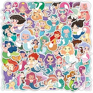 Cute Mermaid Princess Stickers, Kawaii Mermaid Stickers for Kids Girls, 60Pcs Funimost Waterproof Vinyl Cartoon Stickers for Water Bottles Laptop Phone Scrapbook Party Decorations, Fairy Princess Mermaid Gift (Mermaid)