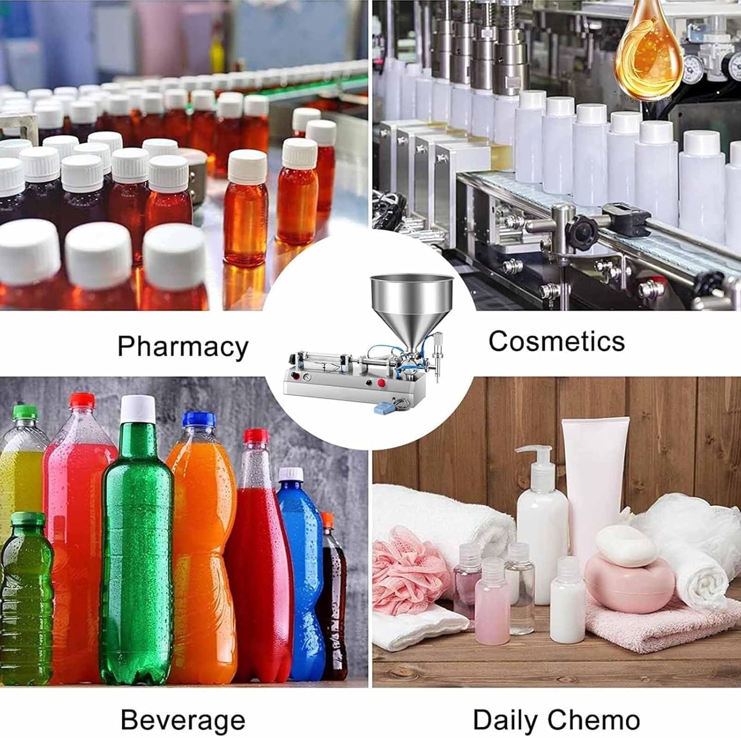 Paste Filling Machine, Horizontal Pneumatic Liquid Dispenser, Stainless Steel Piston Filler for Juice, Honey (30) ()