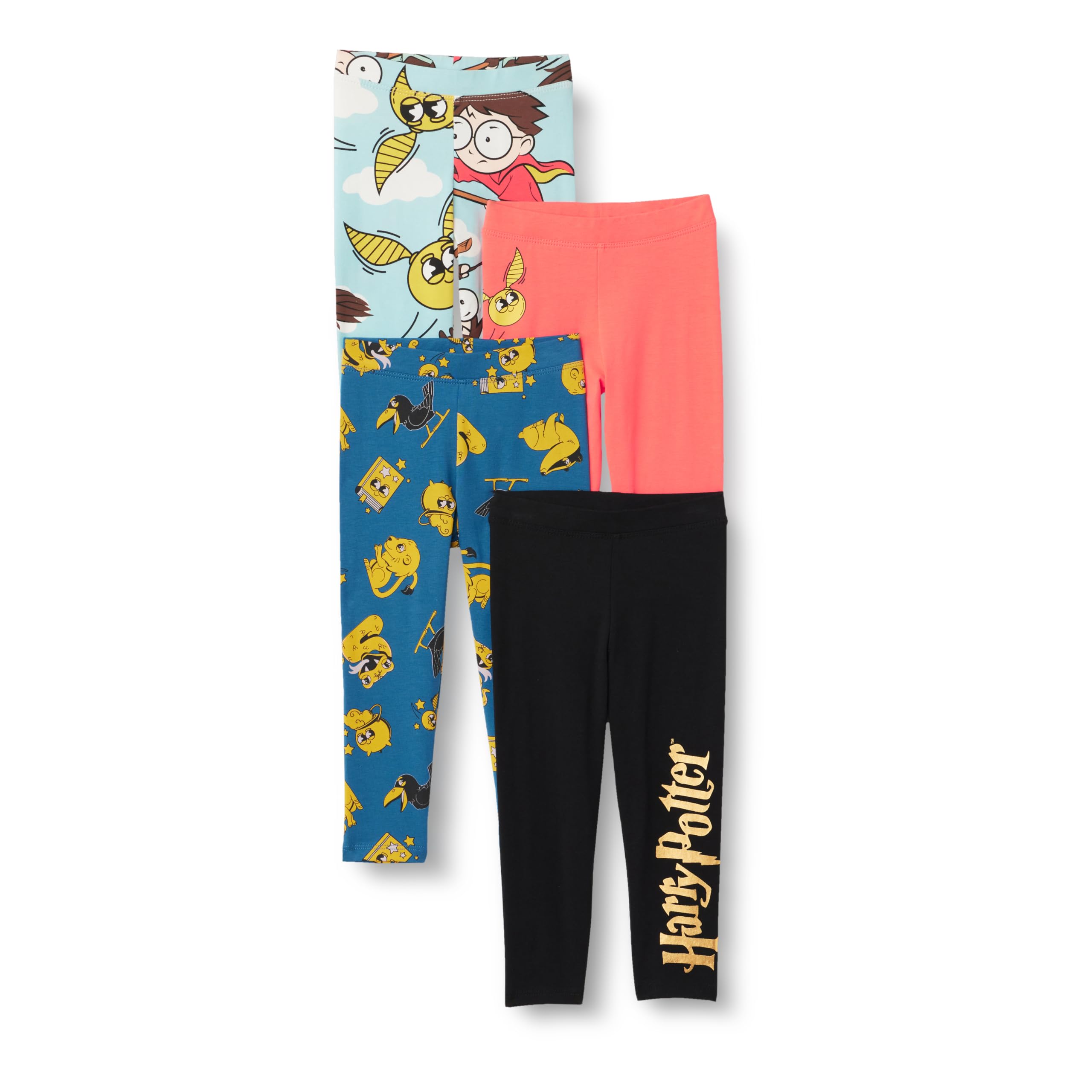 Amazon Essentials Girls' Cotton Stretch Leggings, Multipacks