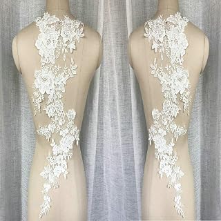 Oversized New Flat Embroidered Lace Rose Flower Flower Stickers Bridal Wedding Dress Children's Wear DIY Jewelry Accessories Lace Accessories (White)