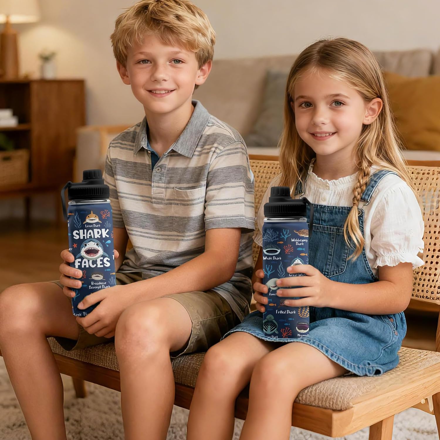 Shark Gifts for Boys, 18 oz Stainless Steel Water Bottles with 2 Lids, Insulated Water Bottle with Straw, Shark Cups for Travel Sports Outdoor, Birthday Christmas Gifts for Boys Ocean Animals Lovers - Image 7