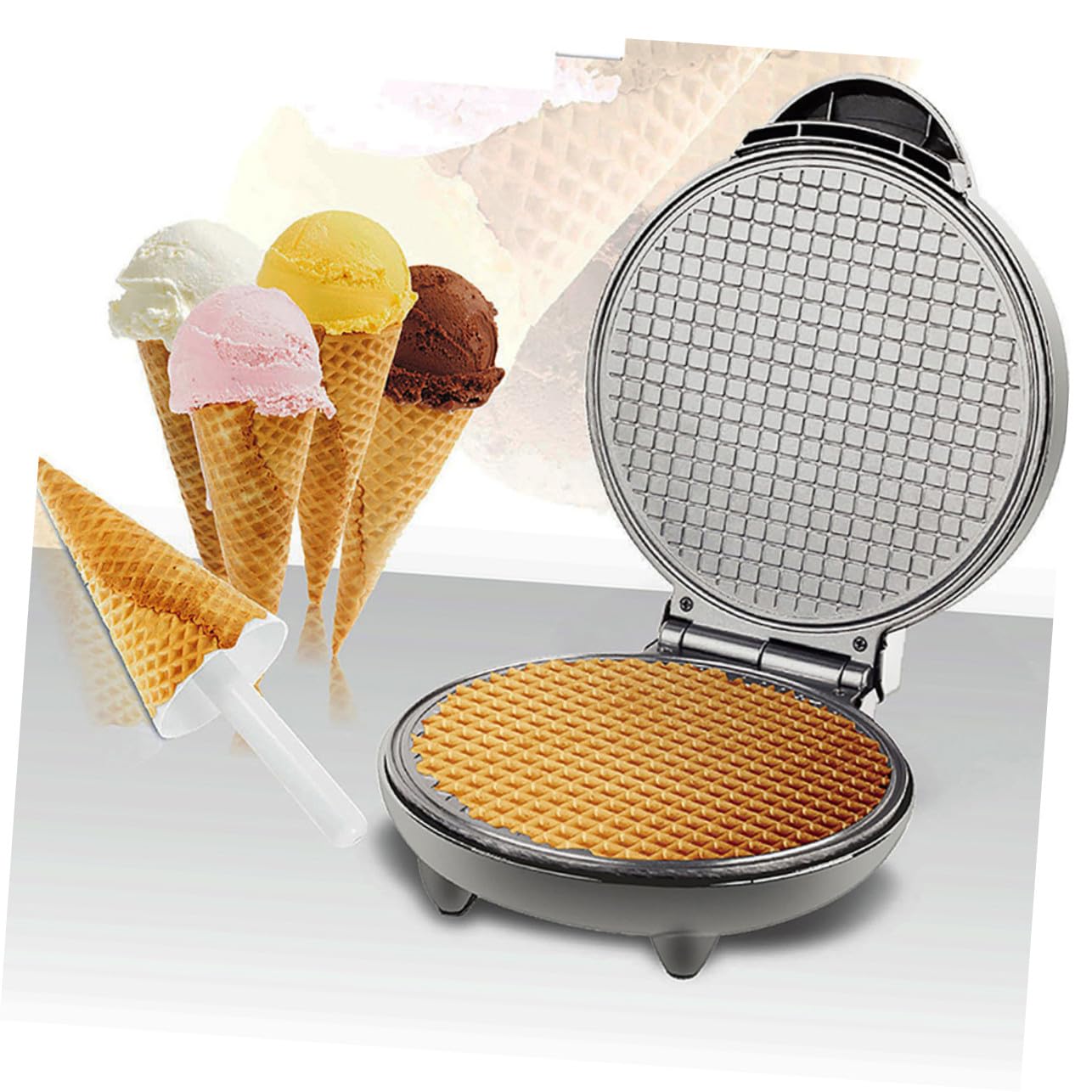 Máquina para Hacer Rollitos de Huevo Waflera Hogar Crepera Eléctrica de Helado Máquina para Hacer de Helado